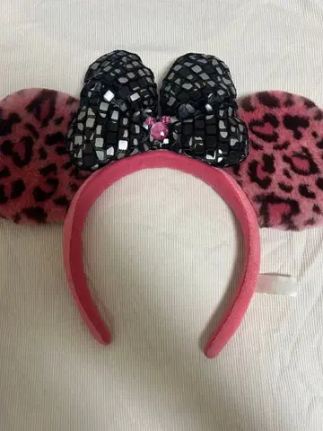 디즈니 미니 레오파드 무늬 머리띠 핑크