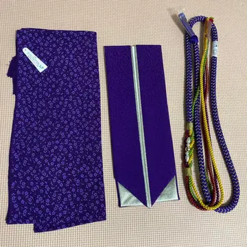 성인식 보라색 꽃무늬 오비 장식 천 장식 허리띠 이중 옷깃 세트