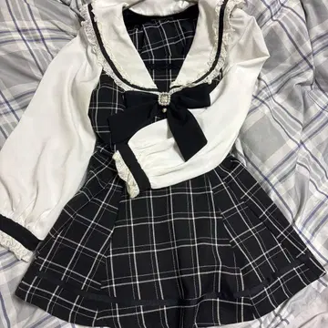 LIZLISA 세일러 카라 셋업 체크 무늬