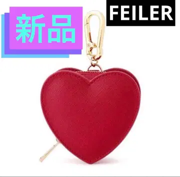 FEILER 유니 하트 백참 레드 하트형 키링 파우치