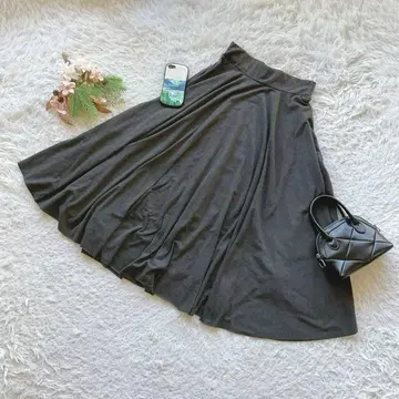 미사용 (F) 플레어 스커트 롱 심플 허리밴딩 오피스