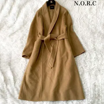 NORC 울 리버 빅 칼라 코트 롱 벨트 울 혼방 2 사이즈