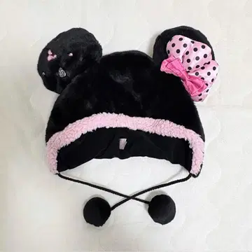 미니 팬캡 블랙 핑크 리본 디즈니