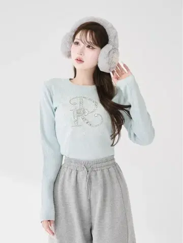 다리치 DR 비쥬 플라워 리브 니트탑