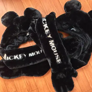 디즈니 팬 캡 머플러 블랙 미키