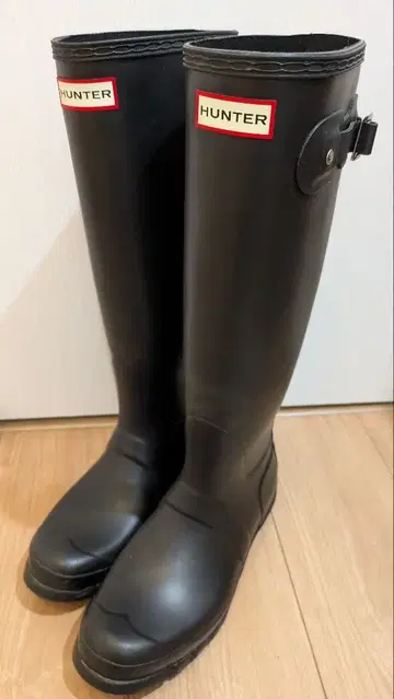 HUNTER 블랙 장화 사이드 버클 포함 24.5