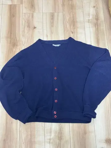70s~80s 빈티지 아크릴 가디건 네이비 퍼플네이비