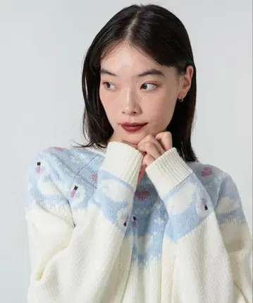 TINA: JOJUN 애니멀 노르딕 니트 풀오버