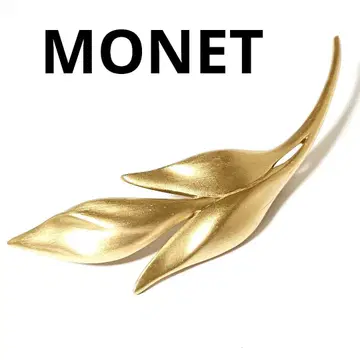 새상품급 모네 무광 빅 브로치 골드 나뭇잎 리프 MONET