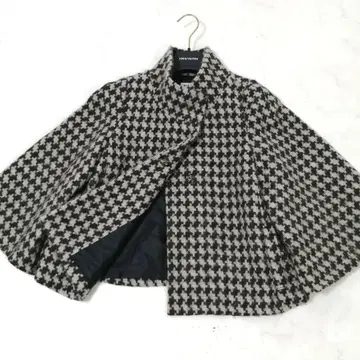 히로코비스 케이프 코트 겉옷 하운드투스 체크 패턴 플레어 9 성숙/러블리