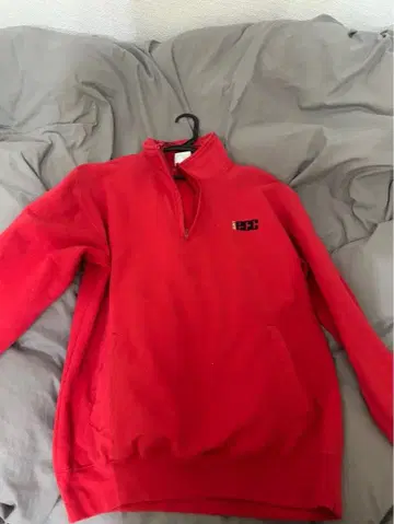 챔피언 빨간색 하프 지퍼 후드티 구제 빈티지