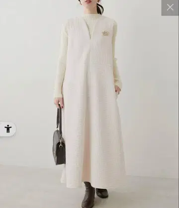 내추럴 꾸뛰르 [ mamamo ] Wzip 스퀘어 퀼트 컷 원피스