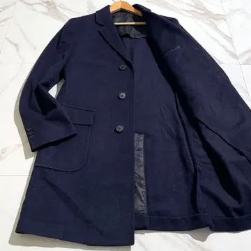 [ 새상품급 ] 가마쿠라 셔츠 체스터 코트 캐시미어 혼방 네이비 L 상당