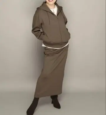 Anne Coquine 종이상자 니트 후디드 후드티 모카키 S