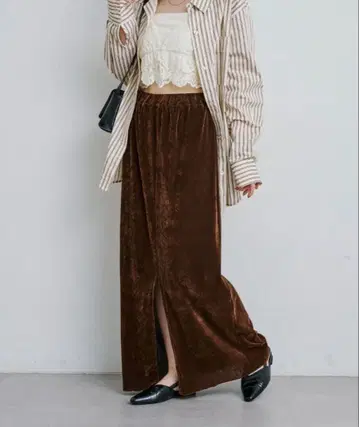 kastane 튤 벨로아 스커트 브라운