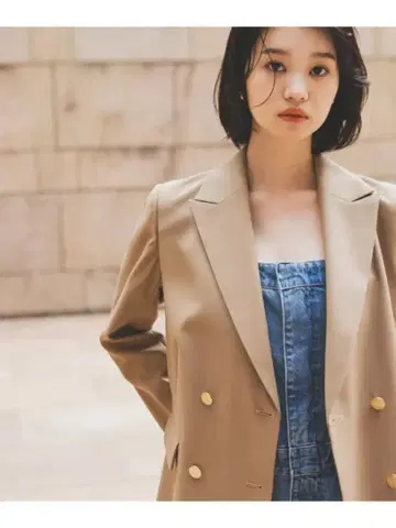 NATURAL BEAUTY BASIC 더블 브레스트 박스 자켓