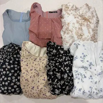 원피스 7세트 묶음 판매 꽃무늬 도트 쉬폰 트와 드 주이 패턴