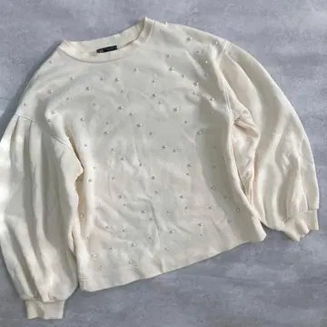 새상품급 펄 트레이닝복 퍼프 슬리브 화이트 ZARA 자라 m