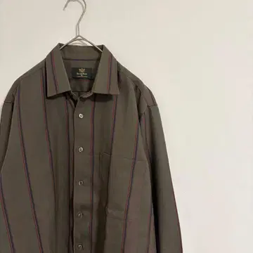 이치 최애 사복 새상품급 울 100% 일본제 완벽 배색 스트라이프 셔츠