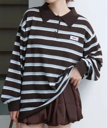 kastane 보더 라거 폴로 니트 브라운