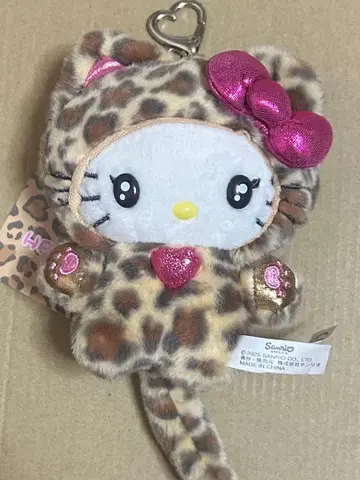 산리오 갸루 고양이 레오파드 무늬 마스코트 참 헬로키티