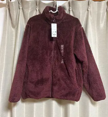 [미사용 새상품] UNIQLO 퍼리 플리스 자켓 와인 M 여성용