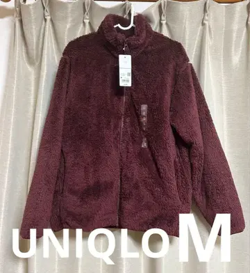 [미사용 새상품] UNIQLO 퍼리 플리스 자켓 와인 M 여성용