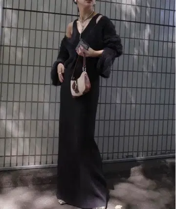 AMERI FEATHER CARDIGAN KNIT SET DRESS