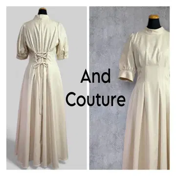 [ And Couture ] 백 레이스업 롱 원피스 라이트 베이지