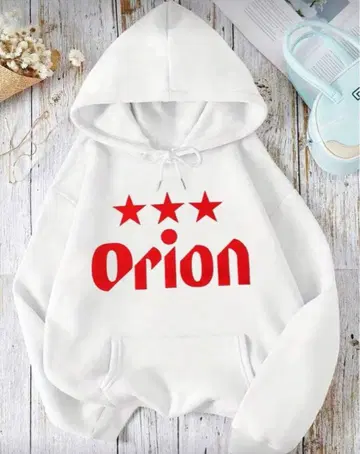 오리온 로고 화이트 후드티 L