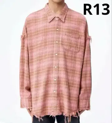 R13 데미지 체크 셔츠 [ 초레어 ] [ 츠네타 다이키 ]
