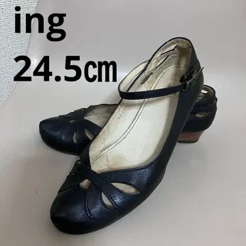 ing 잉그 블랙 천연 가죽 오픈토 펌프스 스트랩