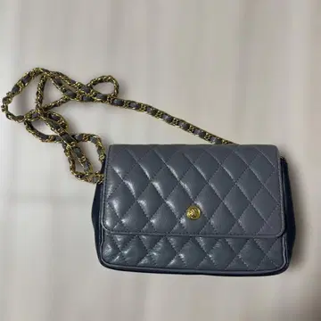 kimijima 그레이 퀼팅 숄더 체인 지갑