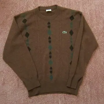 LACOSTE 브라운 다이아몬드 패턴 스웨터 사이즈 M