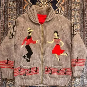 50s 60s 빈티지 카우친 스웨터 Unknown Brand