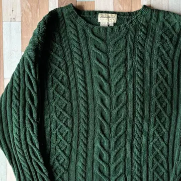 90s 00s Eddie Bauer 코튼 니트 케이블 스웨터 XL