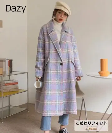 새상품급 Dazy 체크 롱 코트