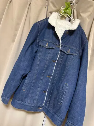 보아 안감 블루 데님 자켓 루즈핏 L 사이즈