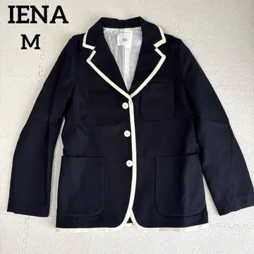 IENA 파이핑 자켓 네이비 M 고급 울 100% 고급스러운