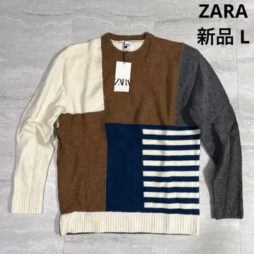 새상품 L ZARA 울 니트 상의 패치워크