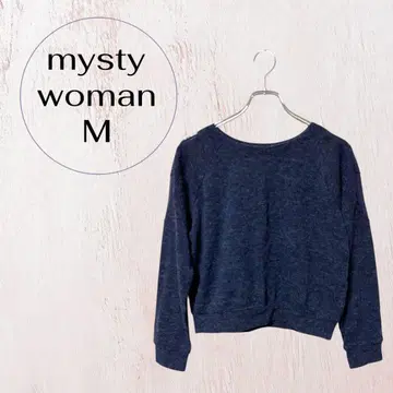 미스티우먼 니트 풀오버 M 네이비 어깨 레이스 사양 캐주얼