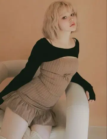 ANDMARY Dany ribbon knit set up beige