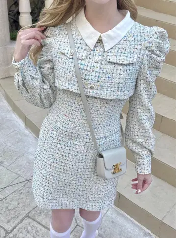 dazzlin 트위드 도킹 미니 원피스