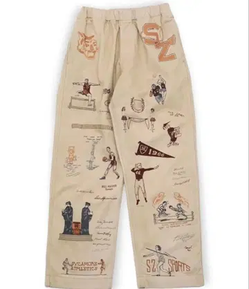 [ samuel zelig ] 스포츠 모티브 베이지 와이드 팬츠