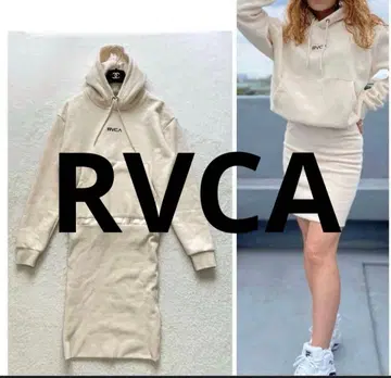 RVCA 베이지 후드 부착 후드티