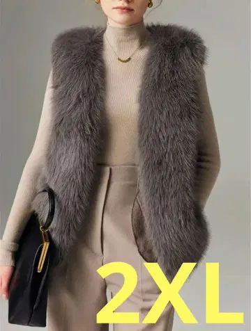 스타일리시 1 퍼 베스트 그레이 2XL 겨울 빅 사이즈 귀여운