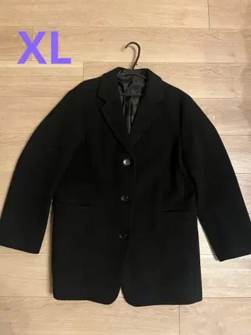 무인양품/여성 재생 울 혼방 자켓 코트/XL/블랙