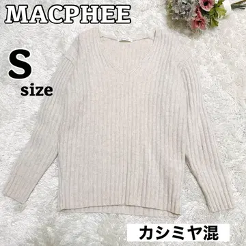 MACPHEE 맥피 캐시미어 울 긴팔 니트 리브 니트 V넥