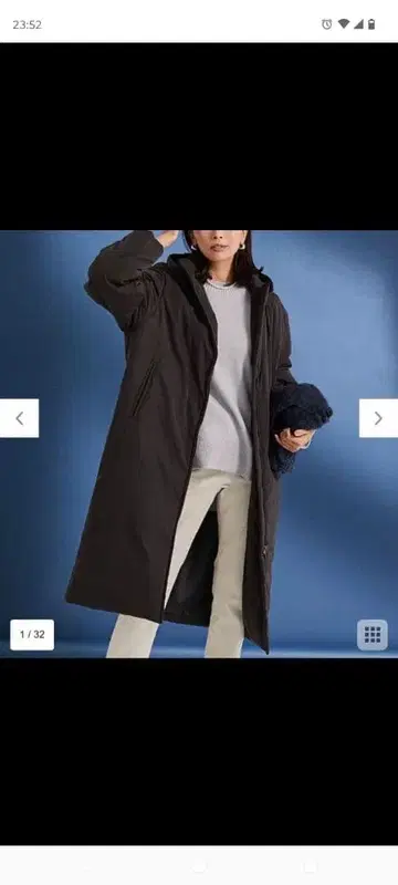 23구 충전솜 스티치리스 롱 코트 (후드 탈부착 가능)