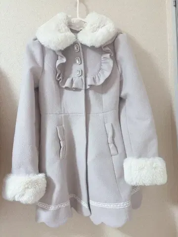 Ank Rouge 프론트 비쥬 스캘럽 도리 코트 핑크